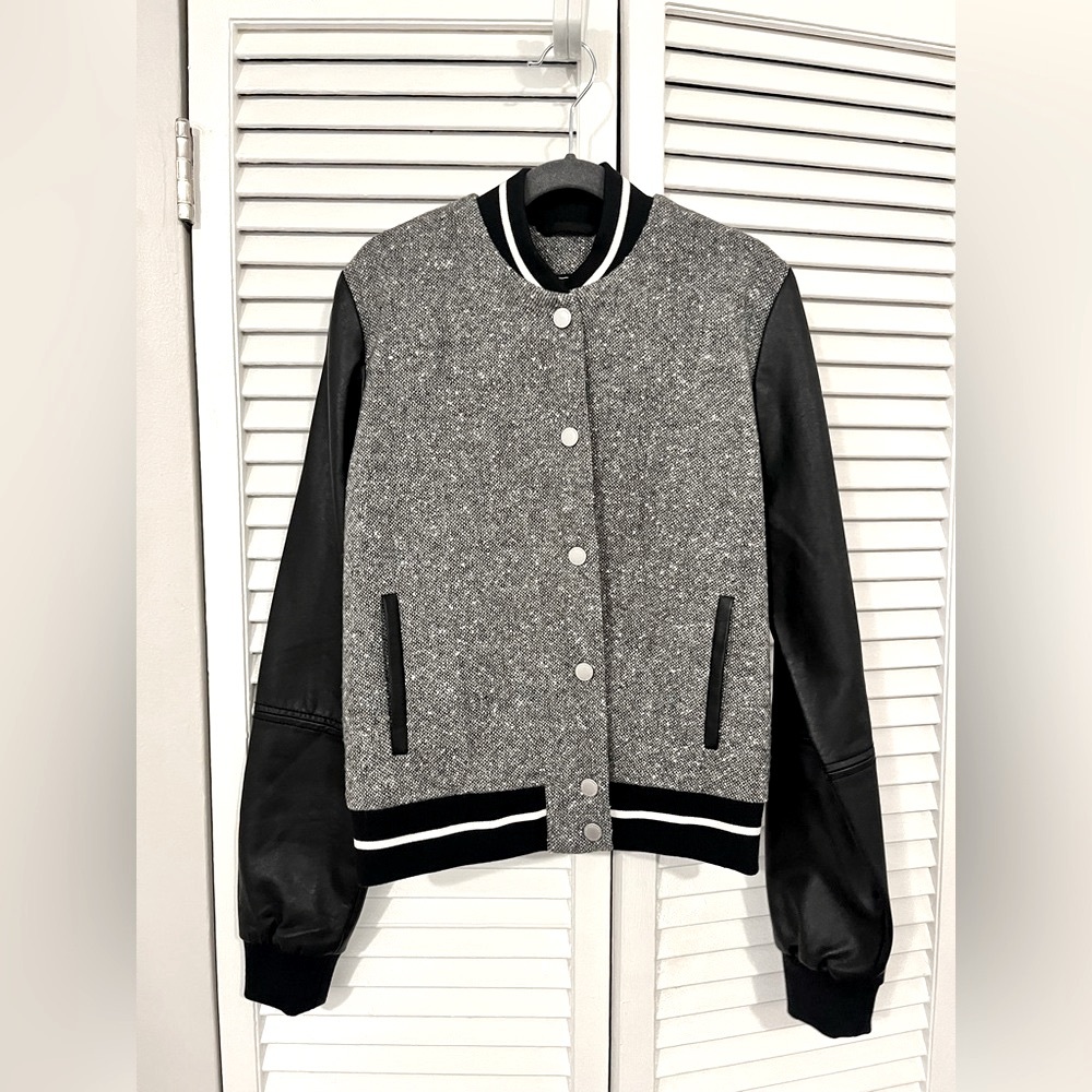 NWT Abercrombie bomber jacket with faux leather sleeves